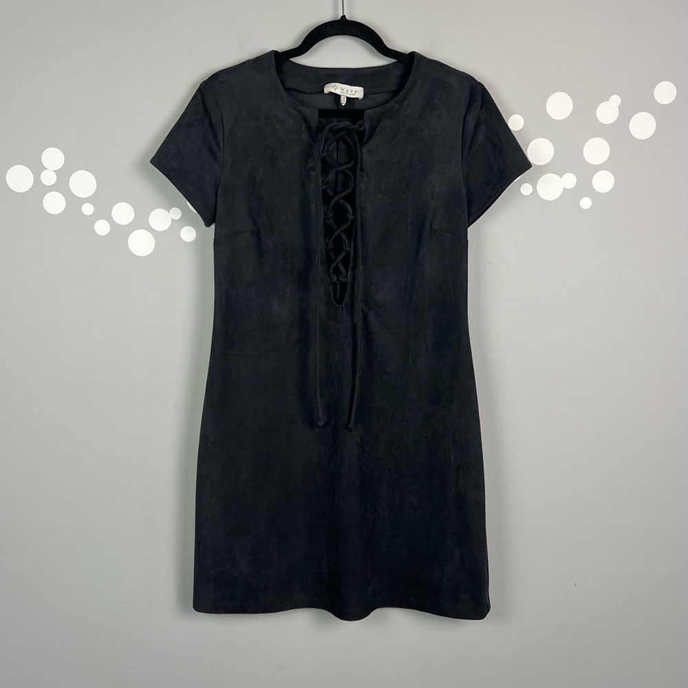 WAYF Faux Suede Lace-Up Dress Size Small